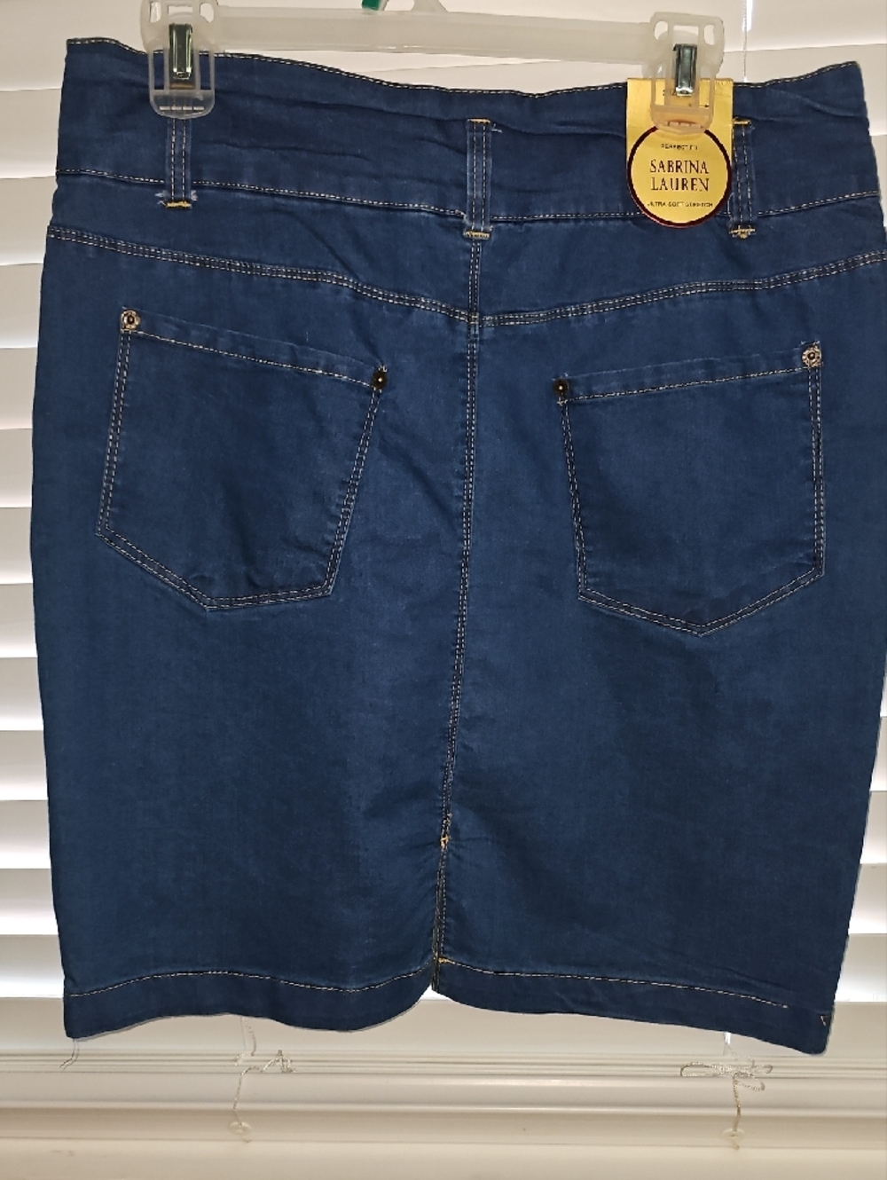 Sabrina Lauren Blue Denim Pencil Skirt - Classic Women's Style - Picture 2 of 8